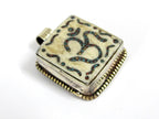 1 Tibetan Om pendant - Ethnic Tibetan Nepal cream color Om pendant with turquoise inlay upcyled cattle bone pendant - PB016A