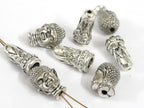 1 bead set - Tibetan Nepal buddha 2 hole Guru bead with cone shape column bead mala making main focal bead copyright nepalbeadshop - BD600E