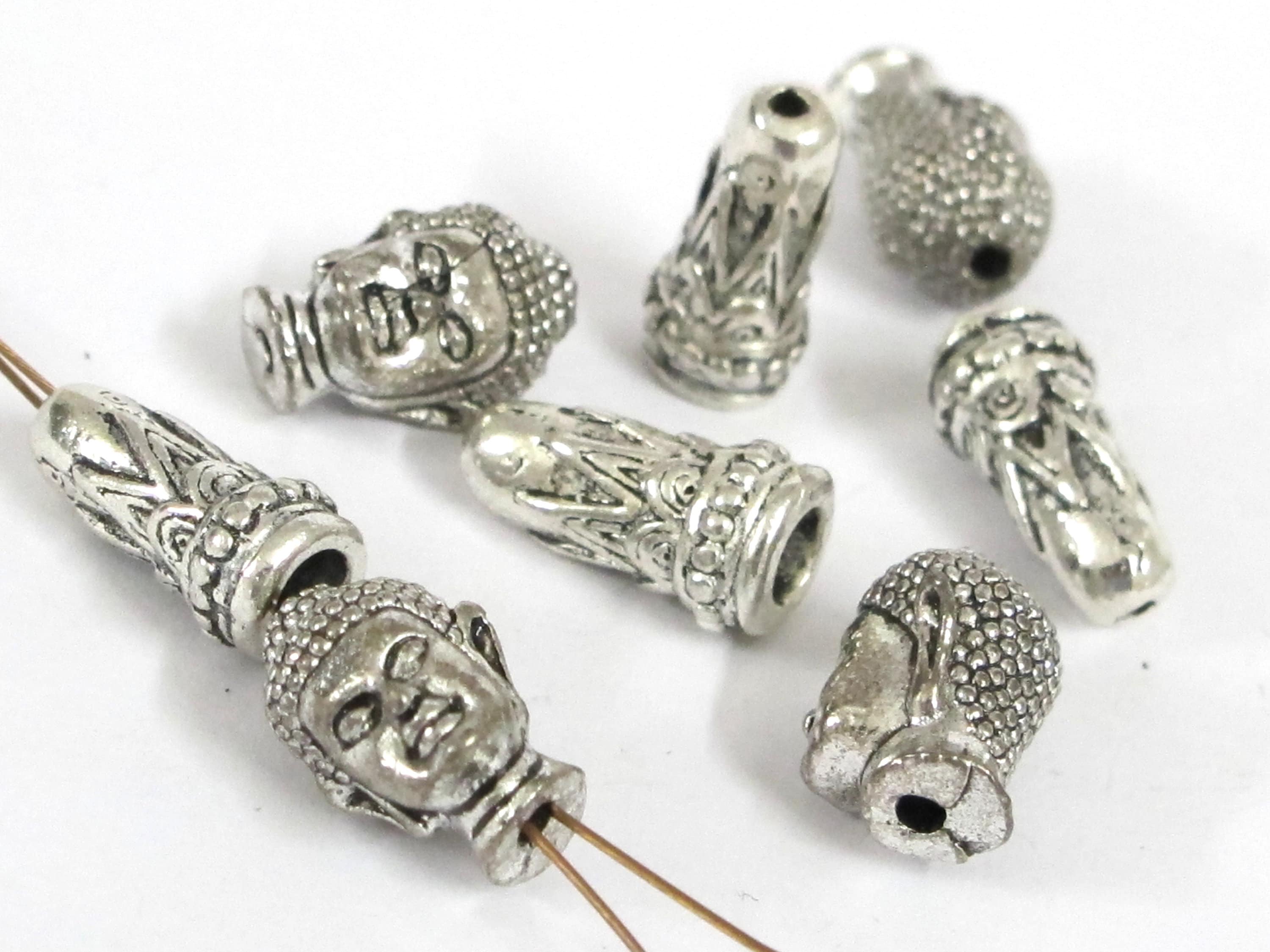 1 bead set - Tibetan Nepal buddha 2 hole Guru bead with cone shape column bead mala making main focal bead copyright nepalbeadshop - BD600E