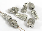 1 bead set - Tibetan Nepal buddha 2 hole Guru bead with cone shape column bead mala making main focal bead copyright nepalbeadshop - BD600E