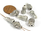 1 bead set - Tibetan Nepal buddha 2 hole Guru bead with cone shape column bead mala making main focal bead copyright nepalbeadshop - BD600E