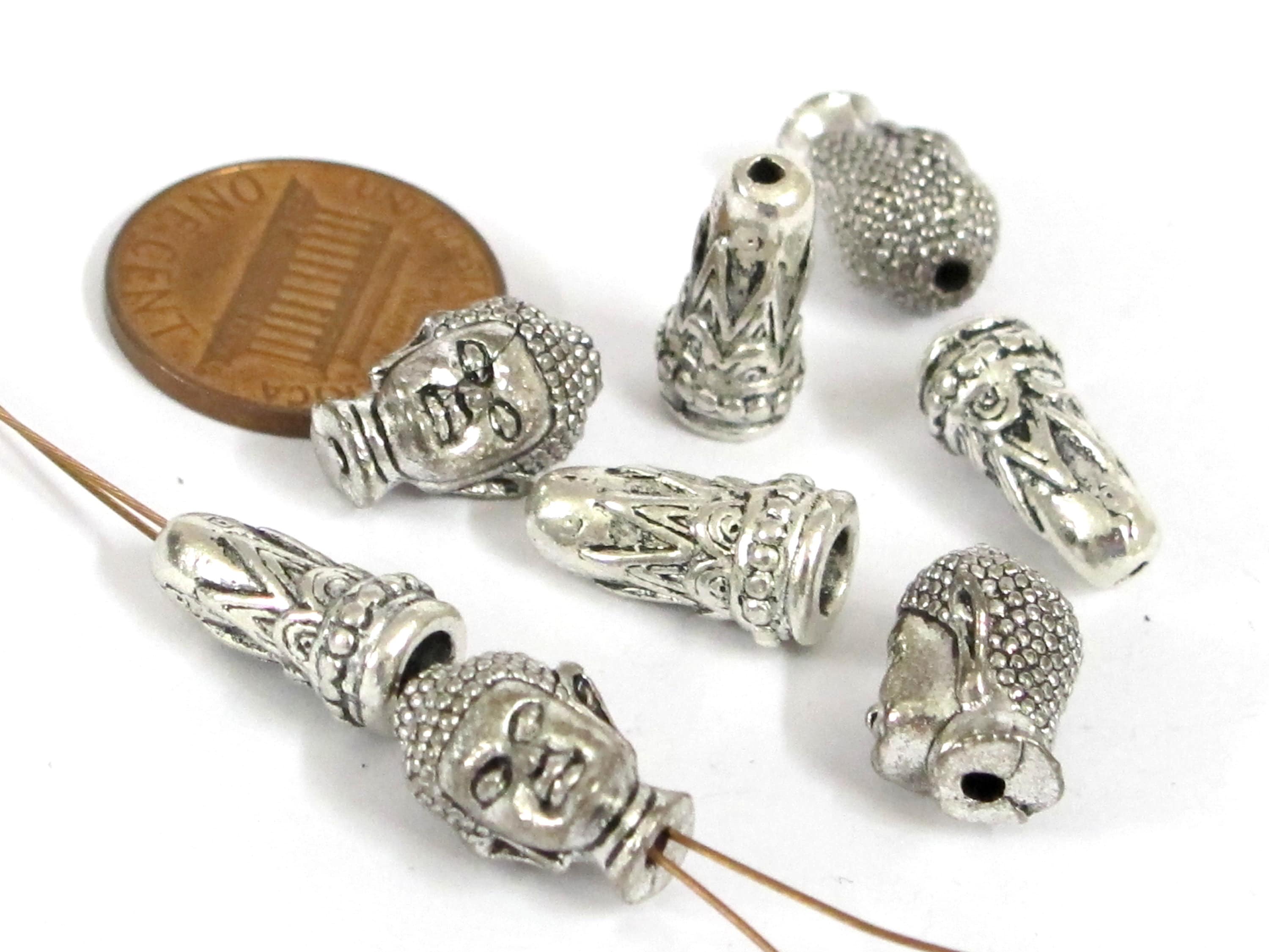 1 bead set - Tibetan Nepal buddha 2 hole Guru bead with cone shape column bead mala making main focal bead copyright nepalbeadshop - BD600E