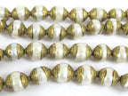 4 BEADS - Brass capped genuine fresh water pearl beads 9 - 11 mm x 11 - 13 mm - BD774K