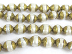 4 BEADS - Brass capped genuine fresh water pearl beads 9 - 11 mm x 11 - 13 mm - BD774K