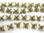 4 BEADS - Brass capped genuine fresh water pearl beads 10 - 11 mm x 11 - 13 mm - BD774K