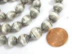4 BEADS - Tibetan silver capped white color pearl beads 11-13 mm long x 9.5-11 mm thick - BD775G