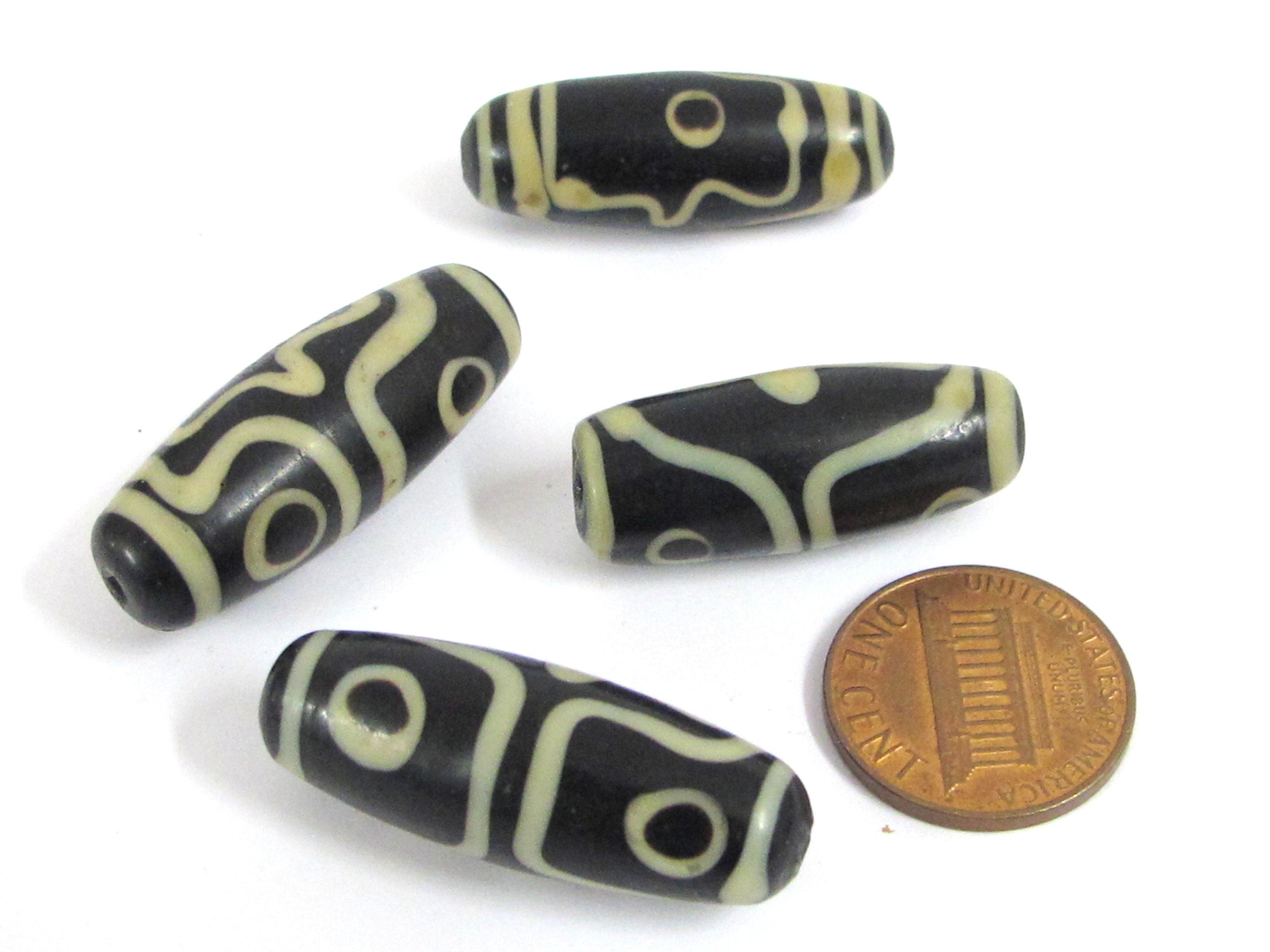 1 Bead - Tibetan agate dzi bead from Nepal - agate gemstone dzi bead - GM003K