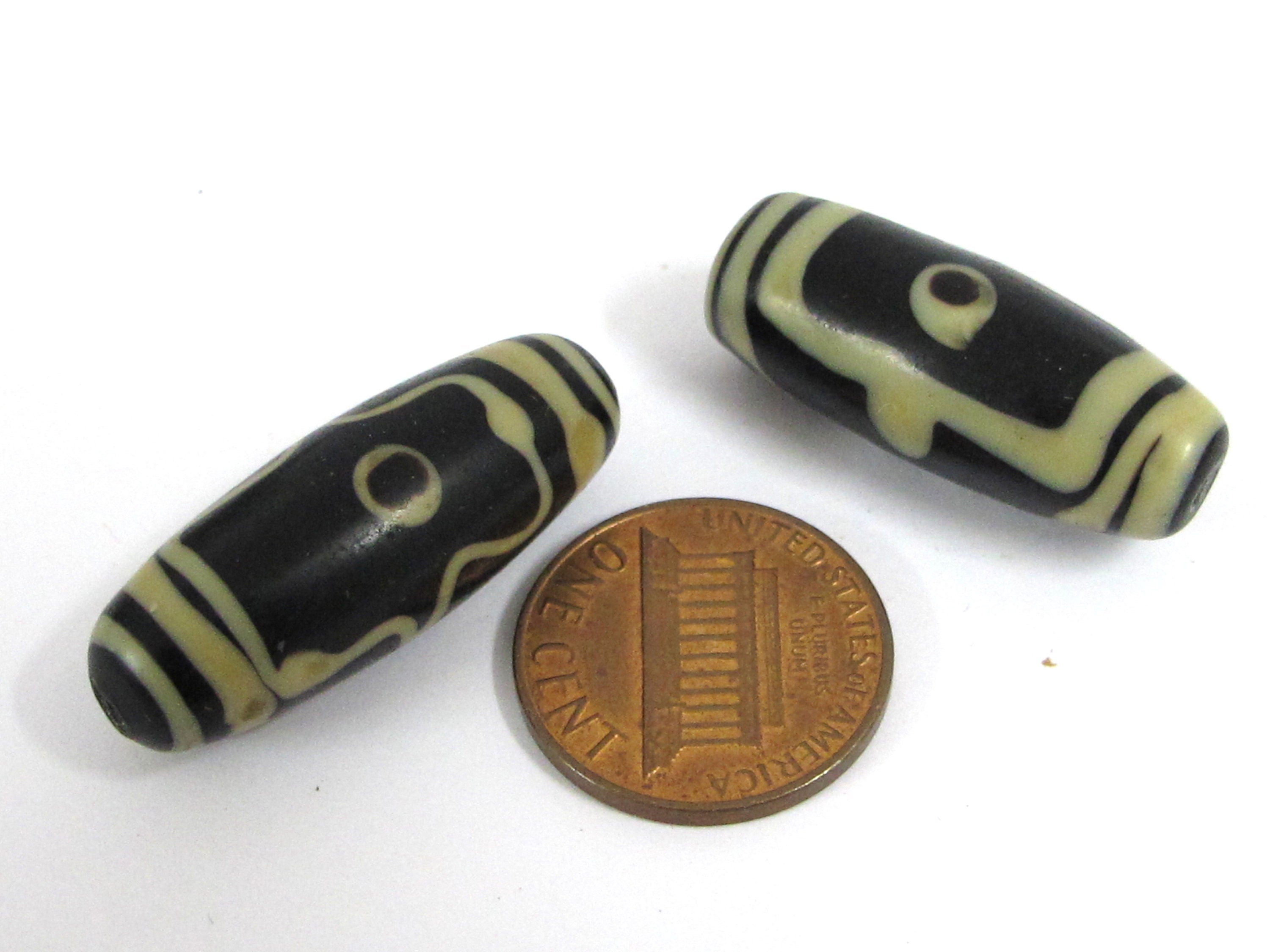 1 Bead - Tibetan agate dzi bead from Nepal - agate gemstone dzi bead - GM003K