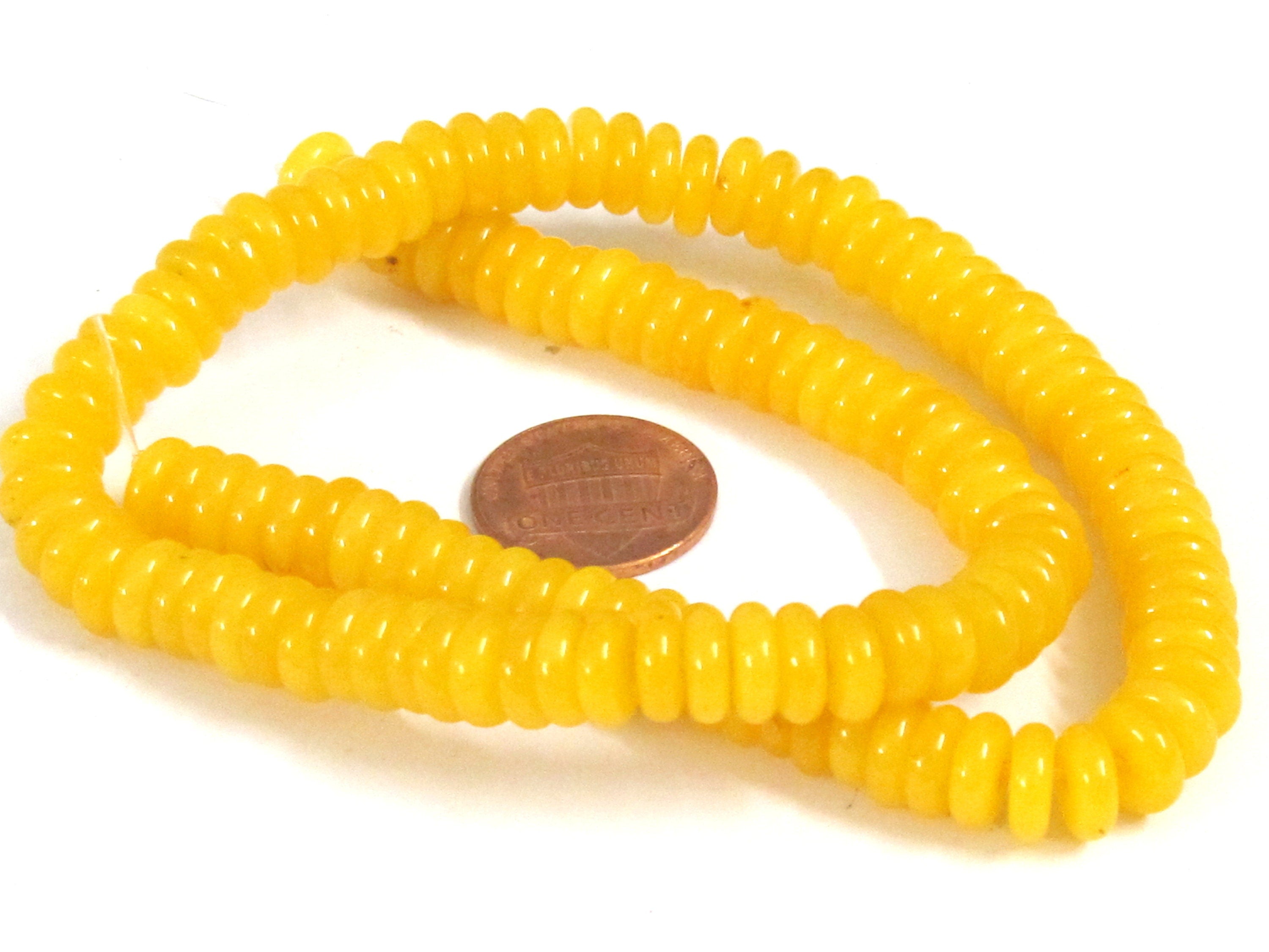 1 Full Strand - Rondelle heishi flat disc honey yellow color resin light weight beads strand 8 mm nepalbeadshop - BD665K