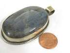 1 Pendant Tibetan Nepal flashy Labradorite gemstone pendant with flower carving on other side nepalbeadshop PM599LA