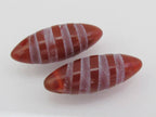 Marquise shape Spiral etched carnelian gemstone top hole drilled beads - 2 beads - BD163