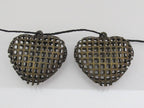 2 Beads set - Light weight Large heart cage brass tone beads - BD179