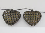 2 Beads set - Light weight Large heart cage brass tone beads - BD179