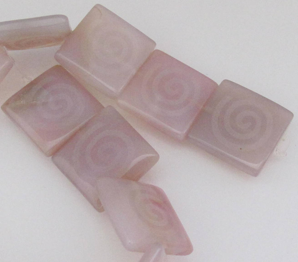 Spiral etched rose quartz large bead - 2 beads- GM016