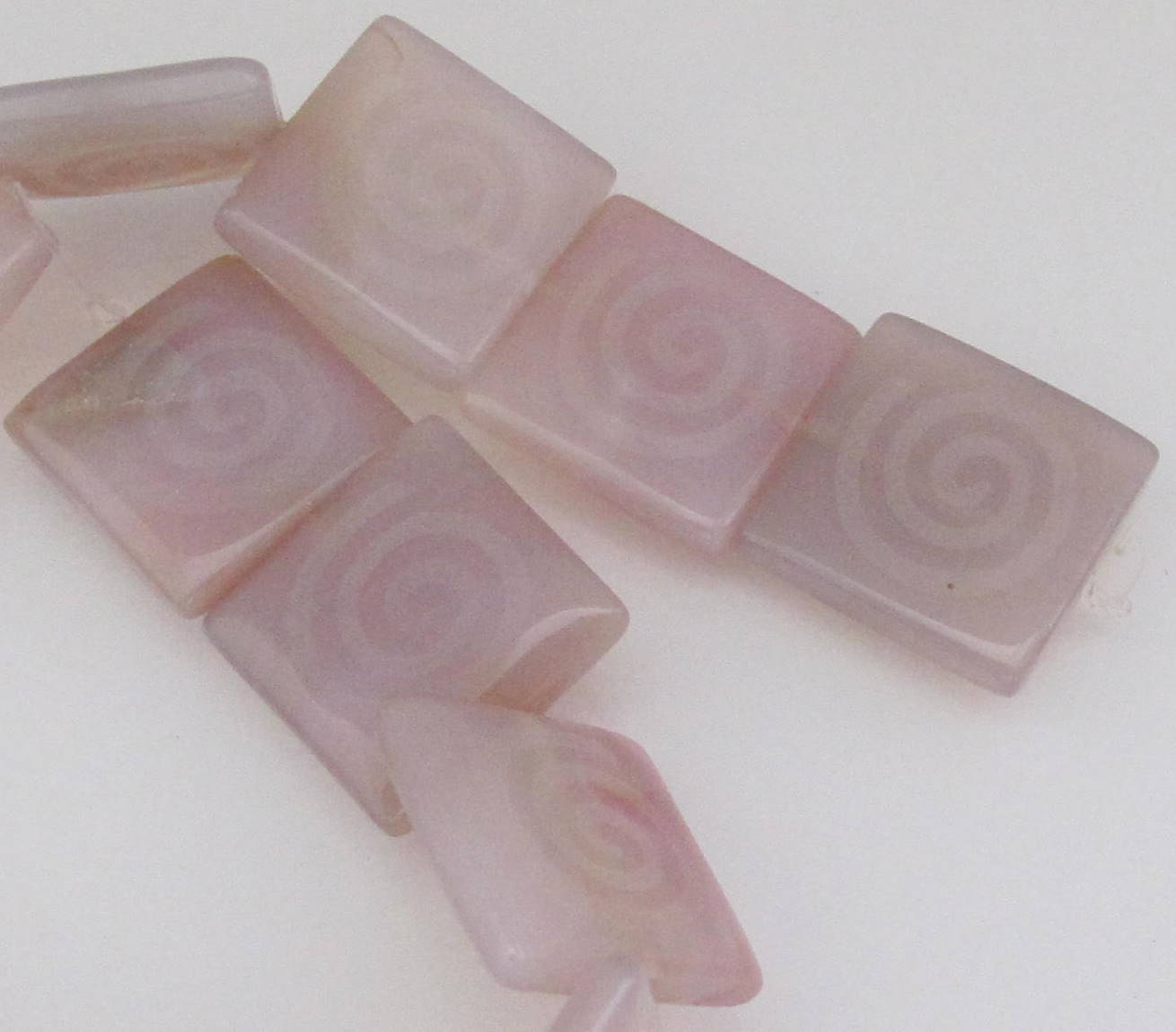 Spiral etched rose quartz large bead - 2 beads- GM016