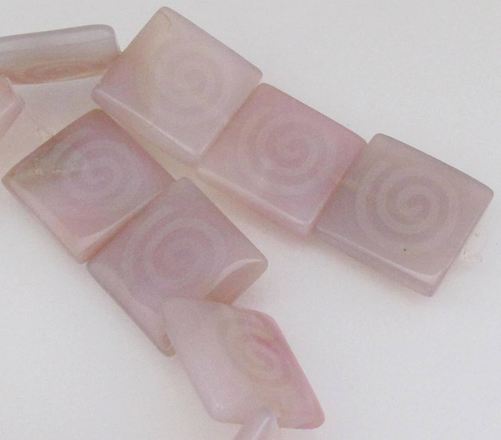 Spiral etched rose quartz large bead - 2 beads- GM016