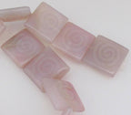 Spiral etched rose quartz large bead - 2 beads- GM016