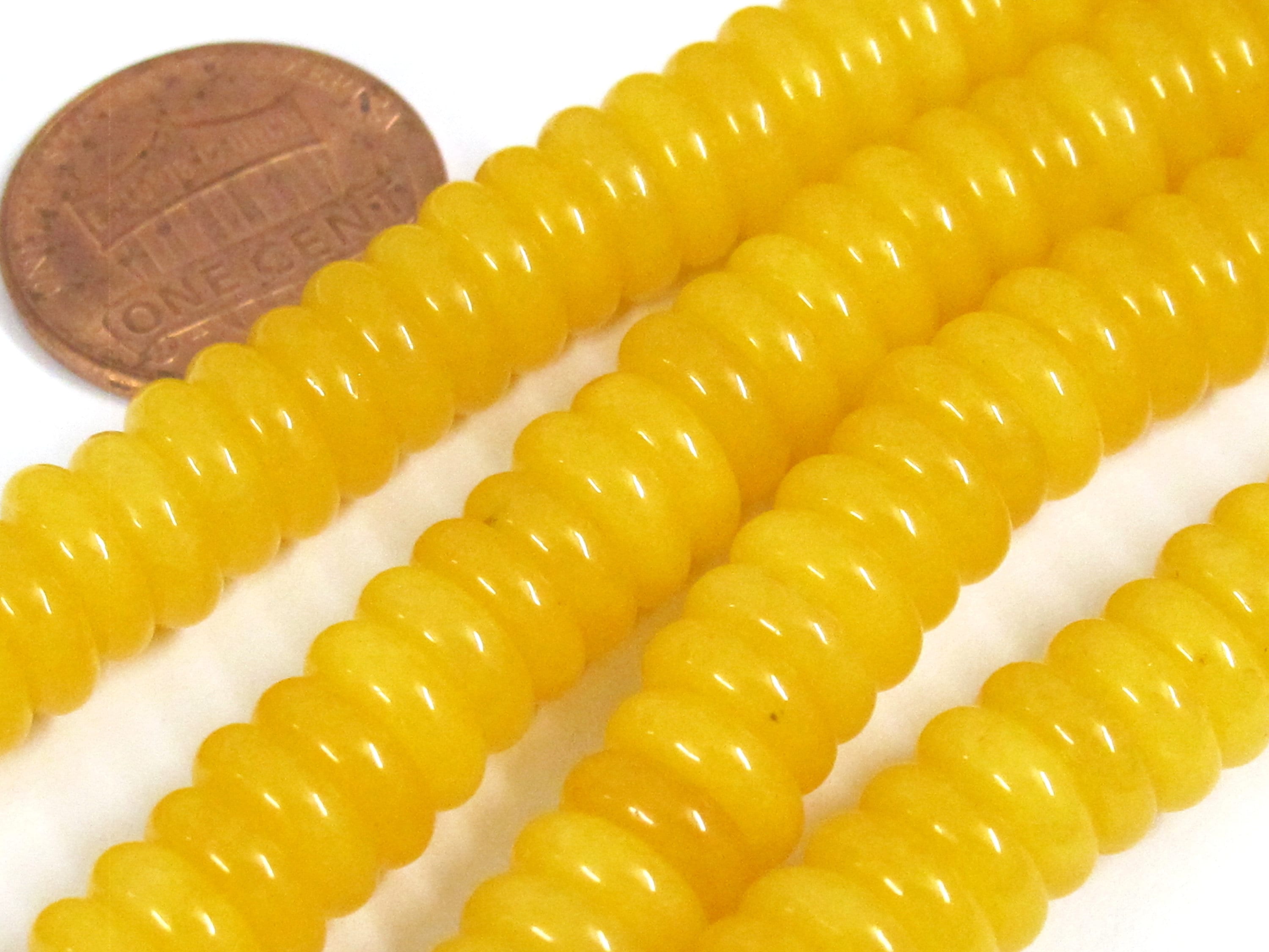 1 Full Strand - Rondelle heishi flat disc honey yellow color resin light weight beads strand 8 mm nepalbeadshop - BD665K