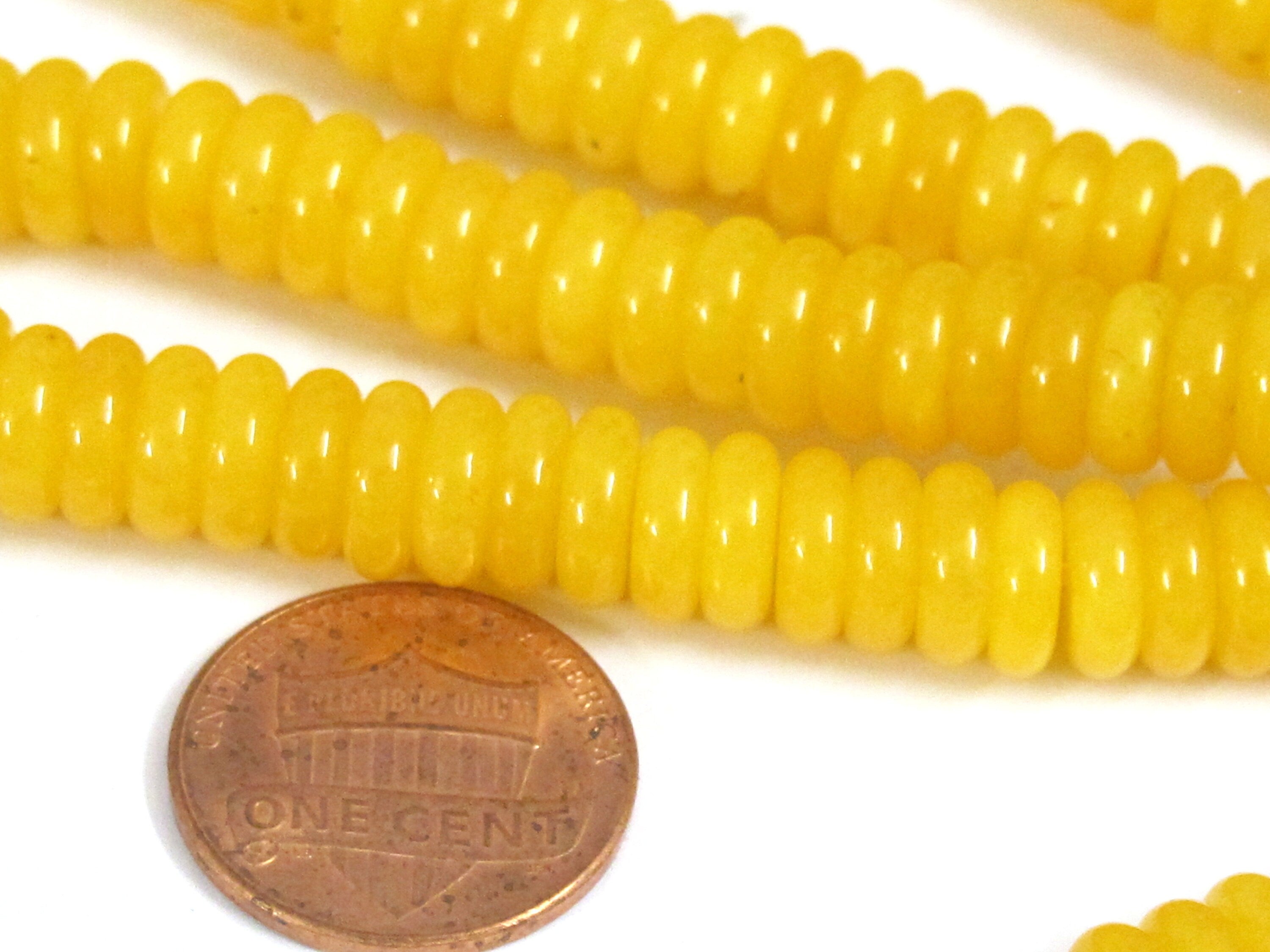 1 Full Strand - Rondelle heishi flat disc honey yellow color resin light weight beads strand 8 mm nepalbeadshop - BD665K