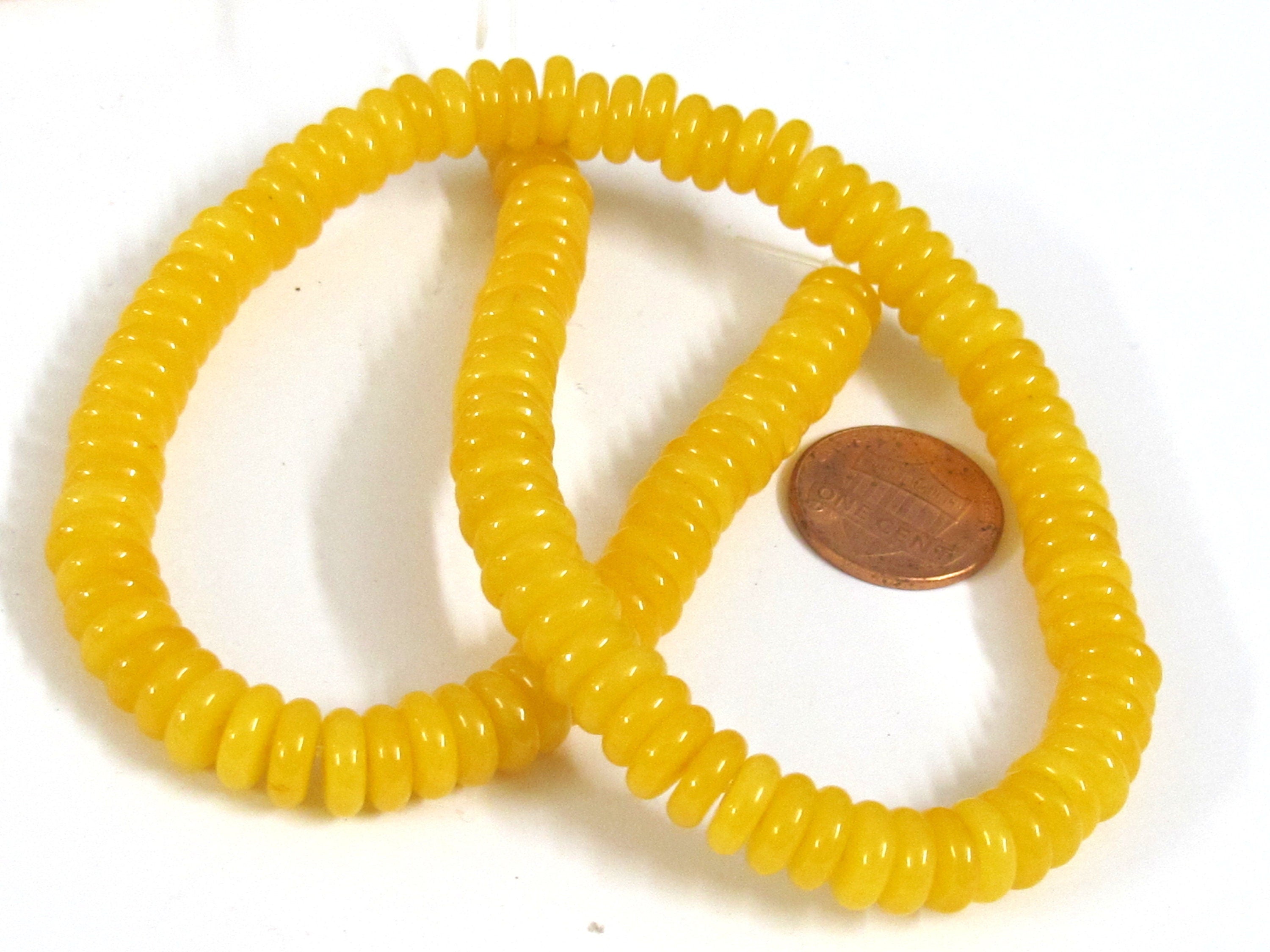1 Full Strand - Rondelle heishi flat disc honey yellow color resin light weight beads strand 8 mm nepalbeadshop - BD665K