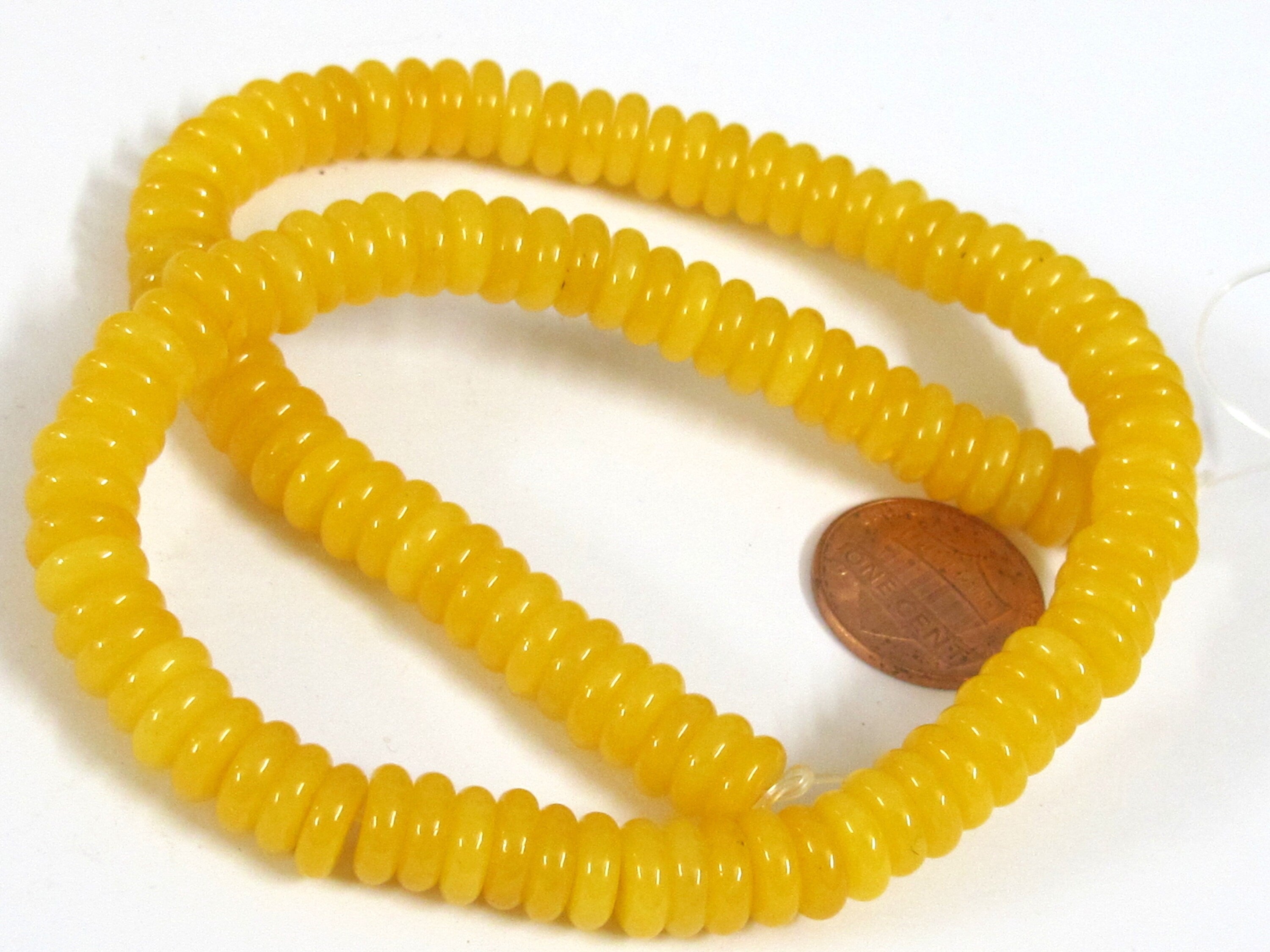 1 Full Strand - Rondelle heishi flat disc honey yellow color resin light weight beads strand 8 mm nepalbeadshop - BD665K