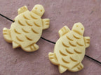 Carved turtle genuine recycled cattle bone beads - 2 beads - BD122