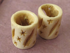 2 Beads -Carved stars meteor design large Size carved barrel shape bone focal pendant beads - BD260
