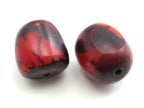 2 Beads - Red horn beads from Nepal - BD137