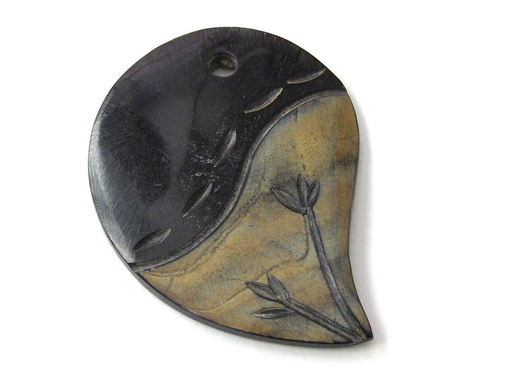 Nepal recycled cattle bone Paisley pendant - PB014