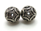 1 Bead - Round bali sterling silver bead with hearts and star - 16mm - BD001A