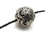 1 Bead - Round bali sterling silver bead with hearts and star - 16mm - BD001A