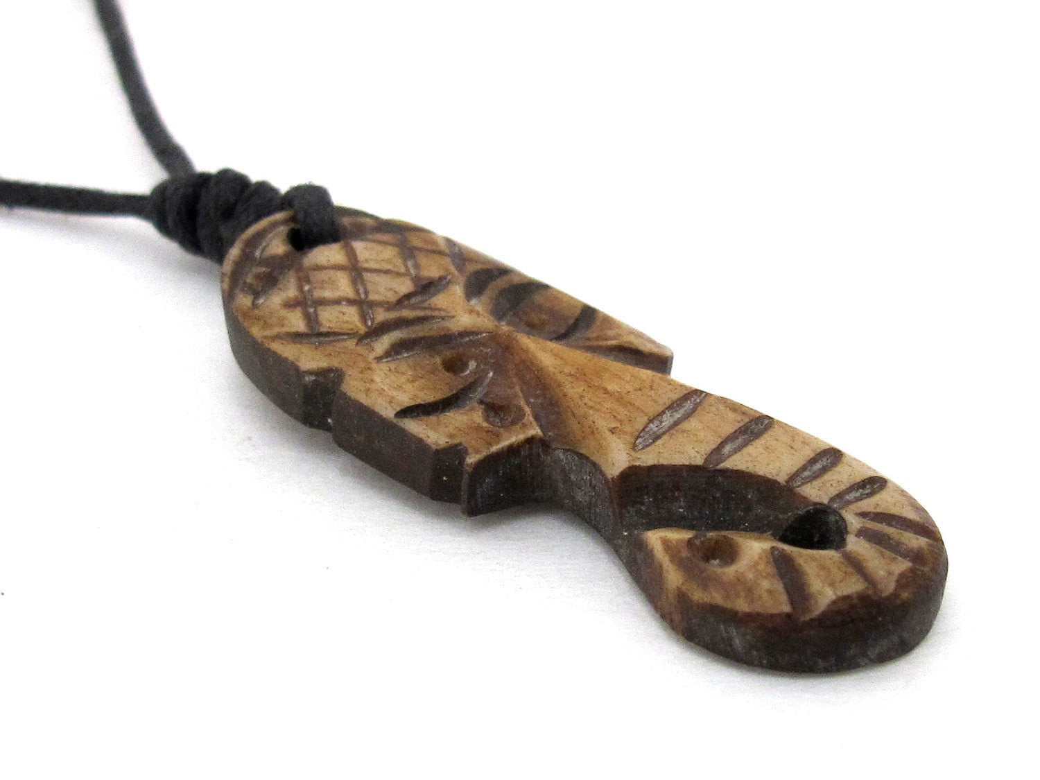 Ganesha head intricately carved recycled cattle bone pendant - PB007