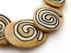Nepal spiral recycled cattle bone beads - 4 beads set - BD395