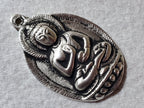 Gorgeous large size Oval shape Tibetan Buddha pendant antiqued silver finish Nepal - CP061