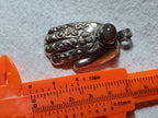 1 Pendant - Tibetan Buddha Hand hamsa floral carving agate gemstone inlaid pendant - PM438S