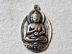 Gorgeous large size Oval shape Tibetan Buddha pendant antiqued silver finish Nepal - CP061