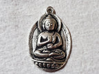 Gorgeous large size Oval shape Tibetan Buddha pendant antiqued silver finish Nepal - CP061