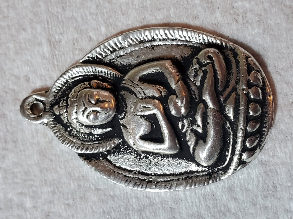Gorgeous large size Oval shape Tibetan Buddha pendant antiqued silver finish Nepal - CP061