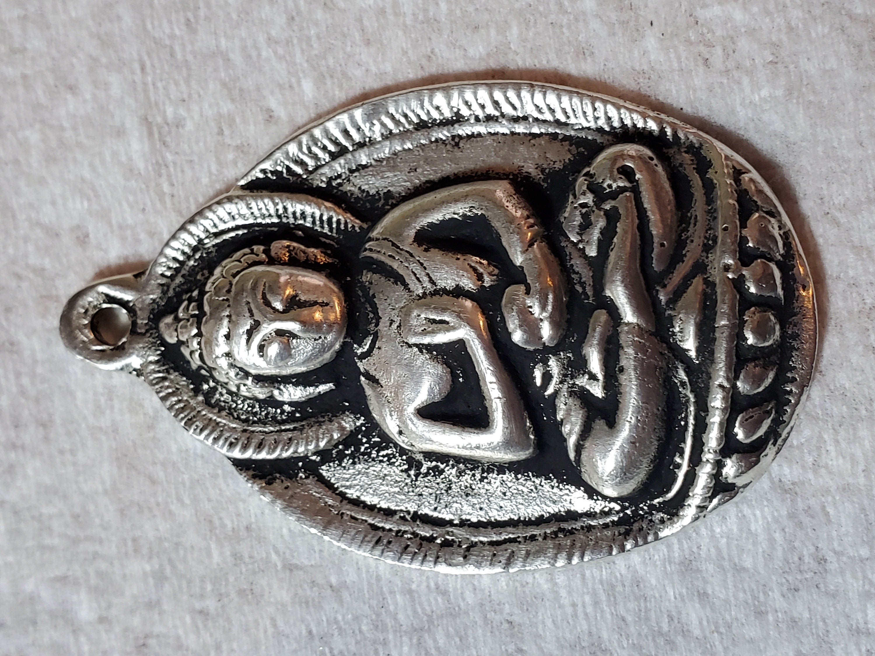 Gorgeous large size Oval shape Tibetan Buddha pendant antiqued silver finish Nepal - CP061