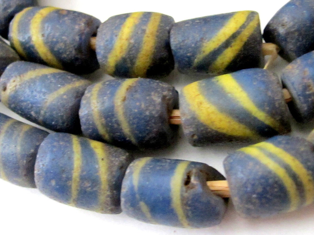 old african glass beads blue color - 6 beads - BD211