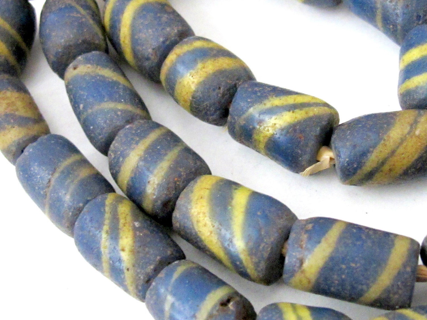 old african glass beads blue color - 6 beads - BD211