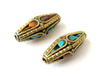 2 Beads Bicone brass beads from Nepal- BD003