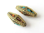 2 Beads Bicone brass beads from Nepal- BD003