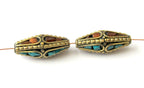 2 Beads Bicone brass beads from Nepal- BD003