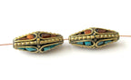 2 Beads Bicone brass beads from Nepal- BD003