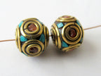 Tibetan beads - nepal beads -Nepalese brass beads - ethnic beads - 2 beads set - BD072