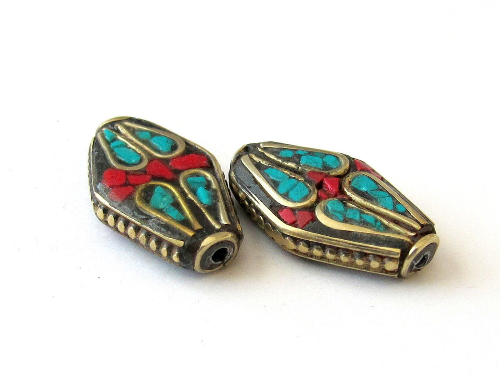 Kite shape brass beads from Nepal -1 bead-BD040
