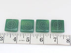 Green agate - etched Tibetan spiral swirl bead - 25 mm - 2 beads - GM016b