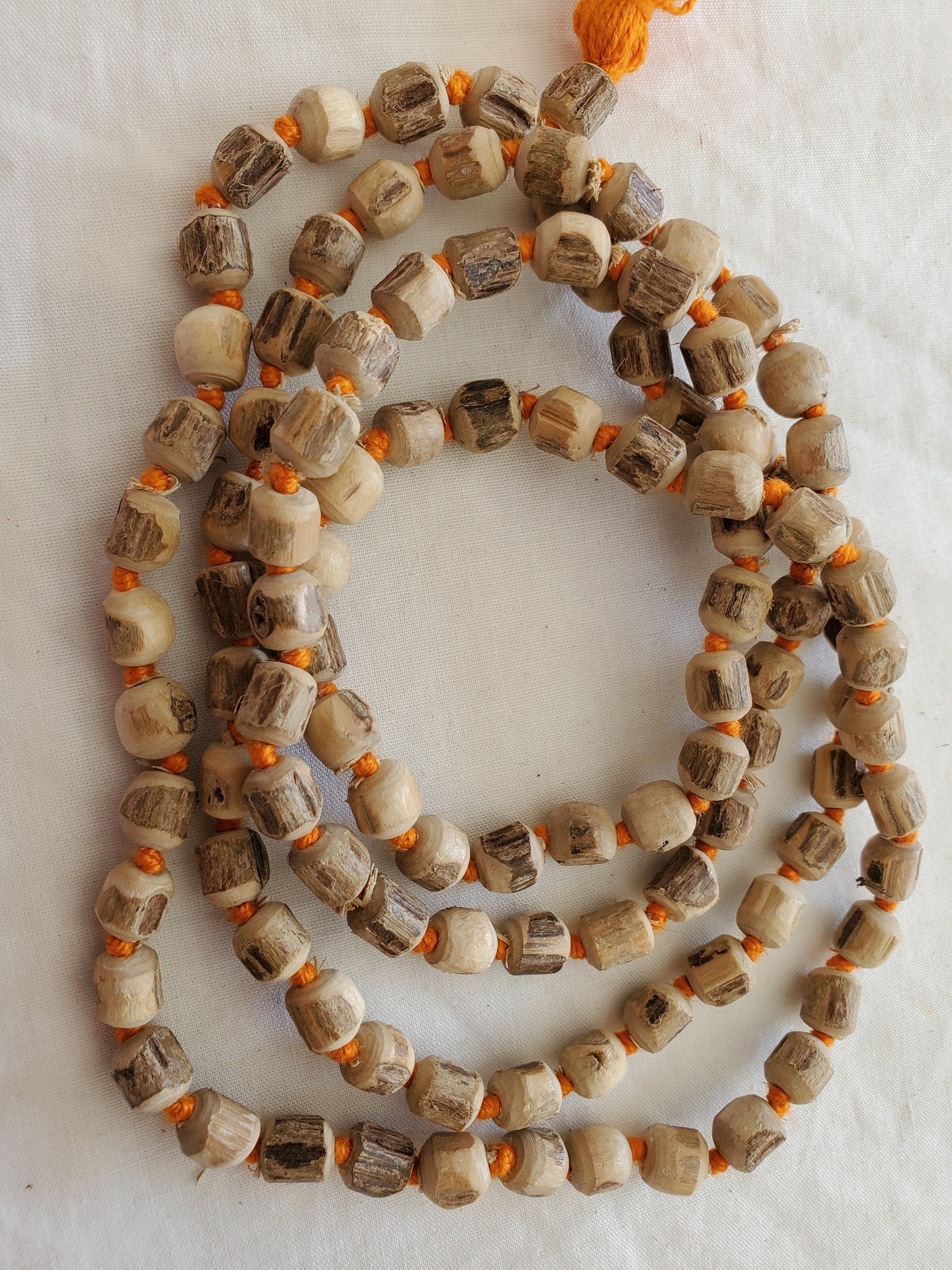 108 Tulsi Beads strand - Natural Tulsi wood mala beads light weight from Nepal- 1 strand knotted -mala making supplies nepalbeadshop -ML048K