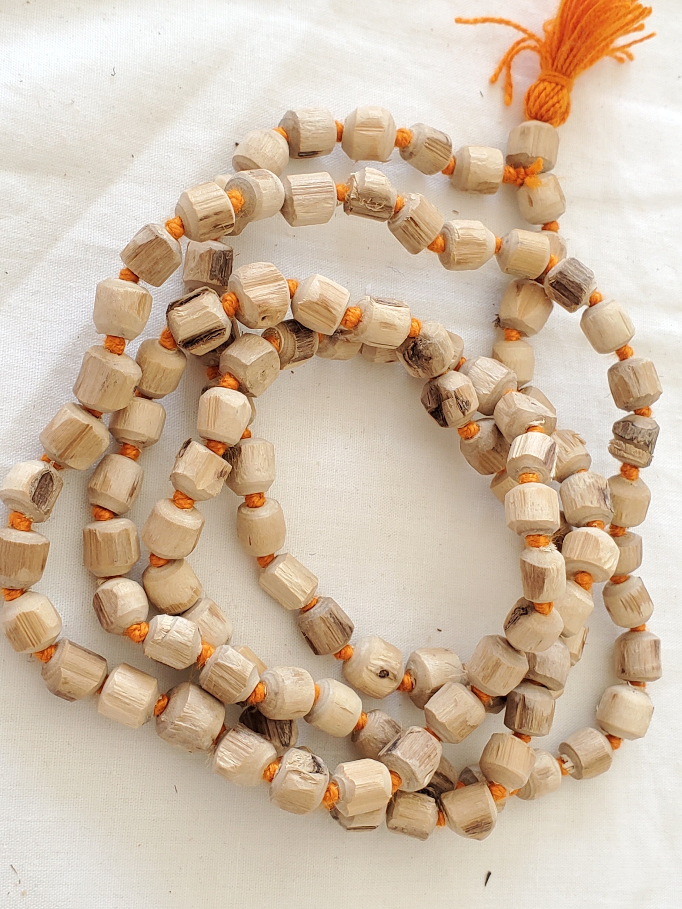 108 Tulsi Beads strand - Natural Tulsi wood mala beads light weight from Nepal- 1 strand knotted -mala making supplies nepalbeadshop -ML048K
